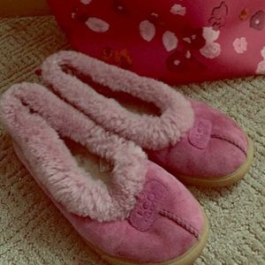 UGG Pink Boot Moccasins winter shoes with fur